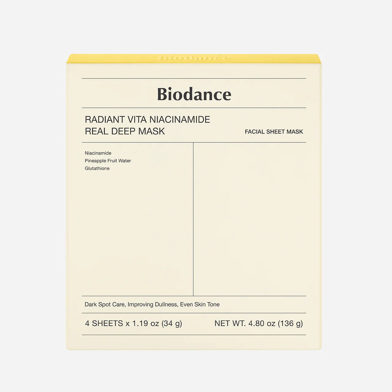 BIODANCE Yellow Radiant Vita Niacinamide Real Deep Mask Sonagi BIODANCE Yellow Radiant Vita Niacinamide Real Deep Mask Sonagi