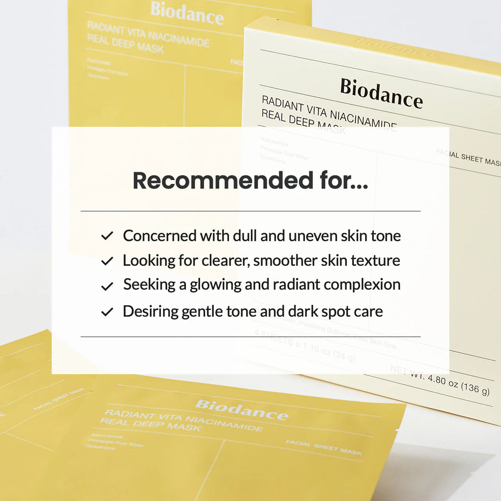 BIODANCE Yellow Radiant Vita Niacinamide Real Deep Mask (1pc)
