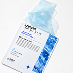 Dr. Sante Azulene Semi-Gel Mask sheet packaging with a translucent blue gel sheet partially visible behind it on a clean white background.