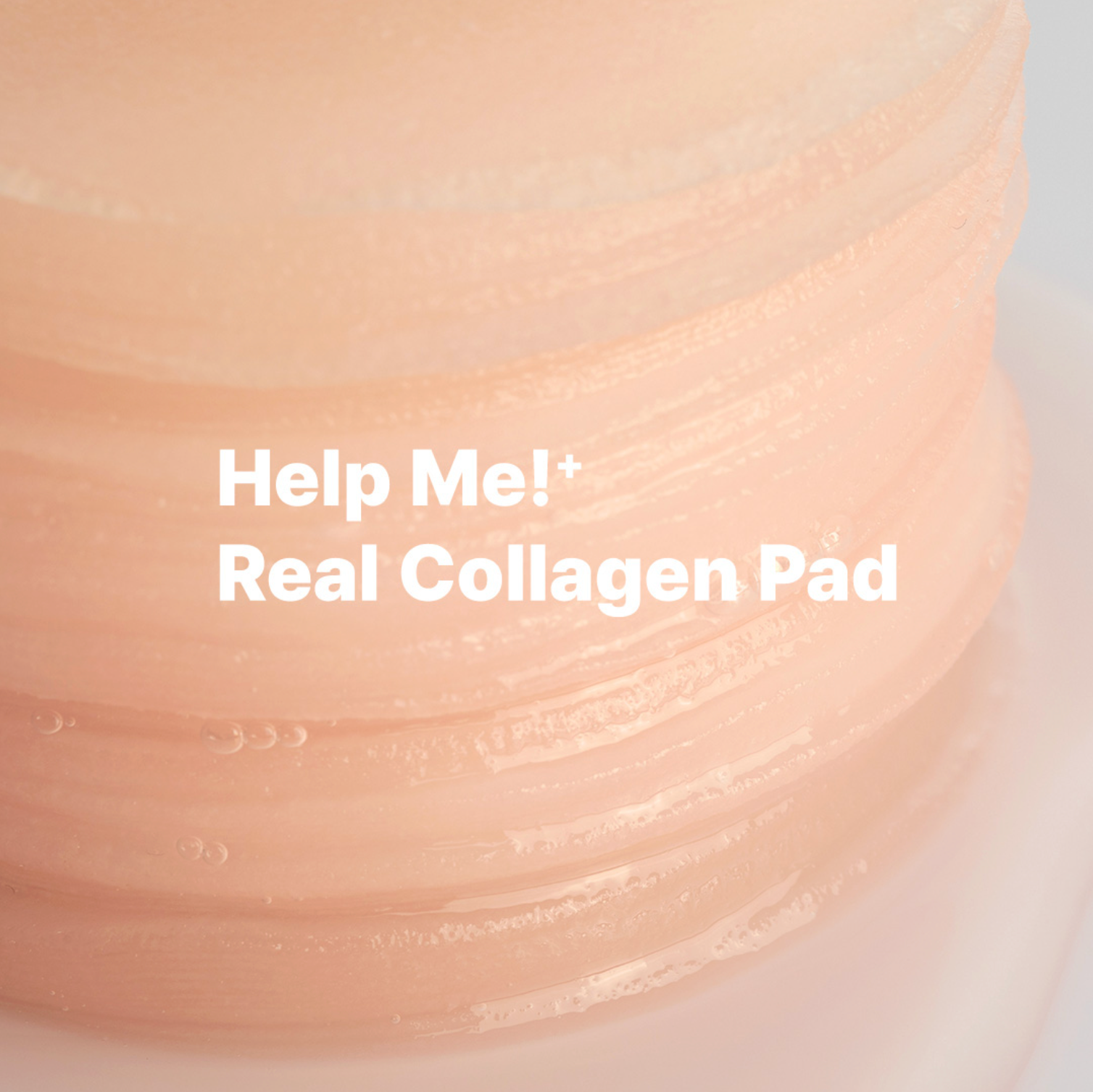 Collagen pad with text 'Help Me! Real Collagen Pad' on a light background