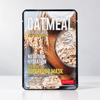 Dermal Cell Solutions Oatmeal Facial Sheet Mask in a black stand-up pouch with a printed oat-themed label, shown on a light gray background.